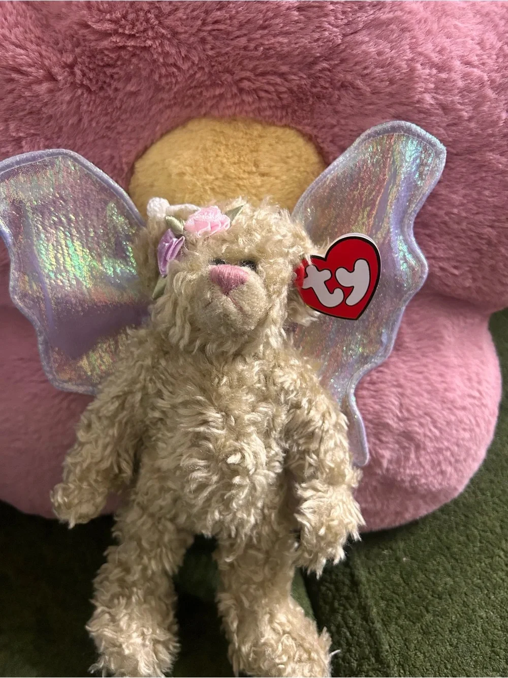 TY Attic Treasures Rafaella 1993 Beige Fairy Bear with Iridescent Wings